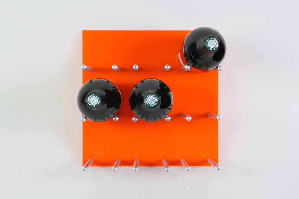 Wine Pegs XY 3x3 Kit. Cork out wine storage installed onto wall.