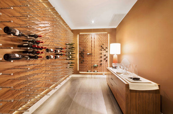 California Wine Room Uses Horizontal Wine Pegs to Display Bottle Labels
